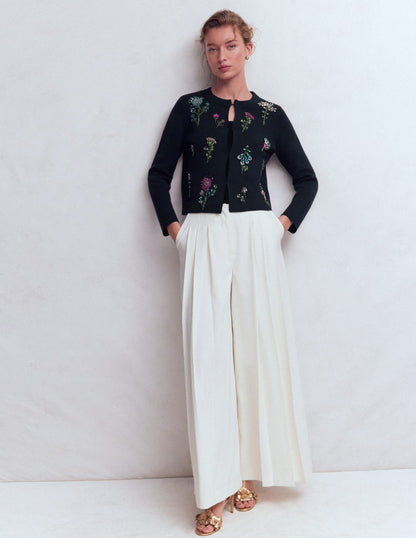 Embellished Knit Cardigan-Navy