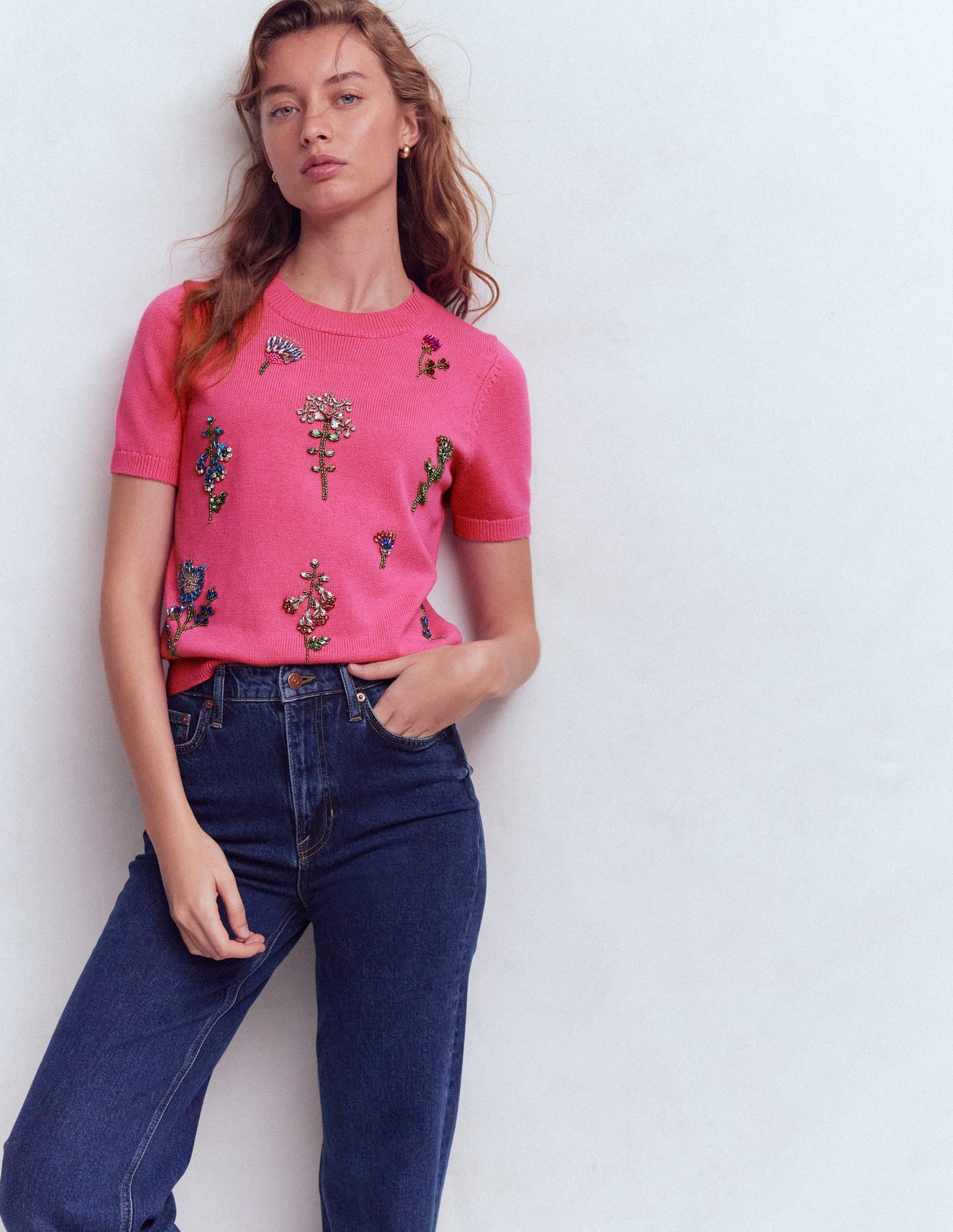 Embellished T-Shirt-Pink Punch