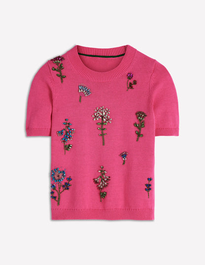 Embellished T-Shirt-Pink Punch