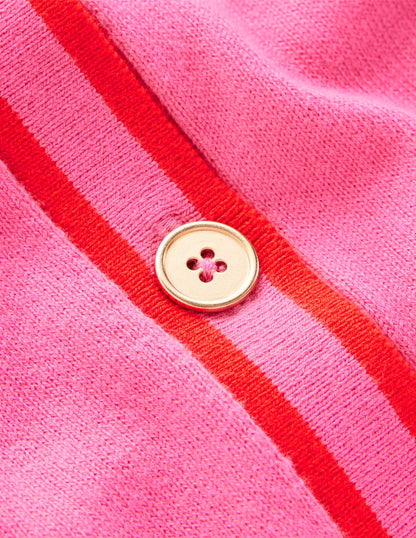 Liz Knitted Collared Cardigan-Pink Punch