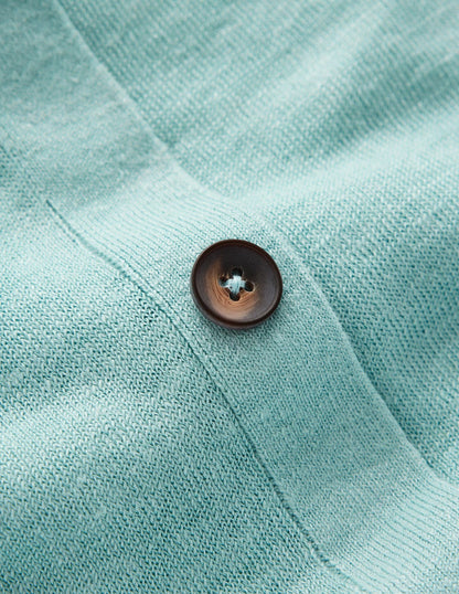 Agnes Linen Button T-Shirt-Seamist Blue