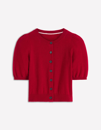 Cropped Cashmere Cardigan-Ash Red