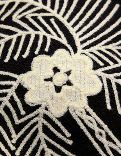 Elena Stand Neck Jacket-Black Embroidery