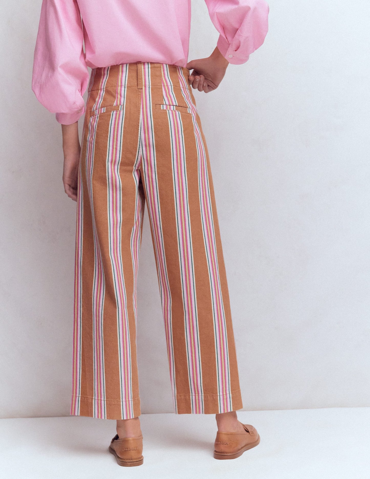 Primrose Cropped Pants-Cognac, Pink Stripe