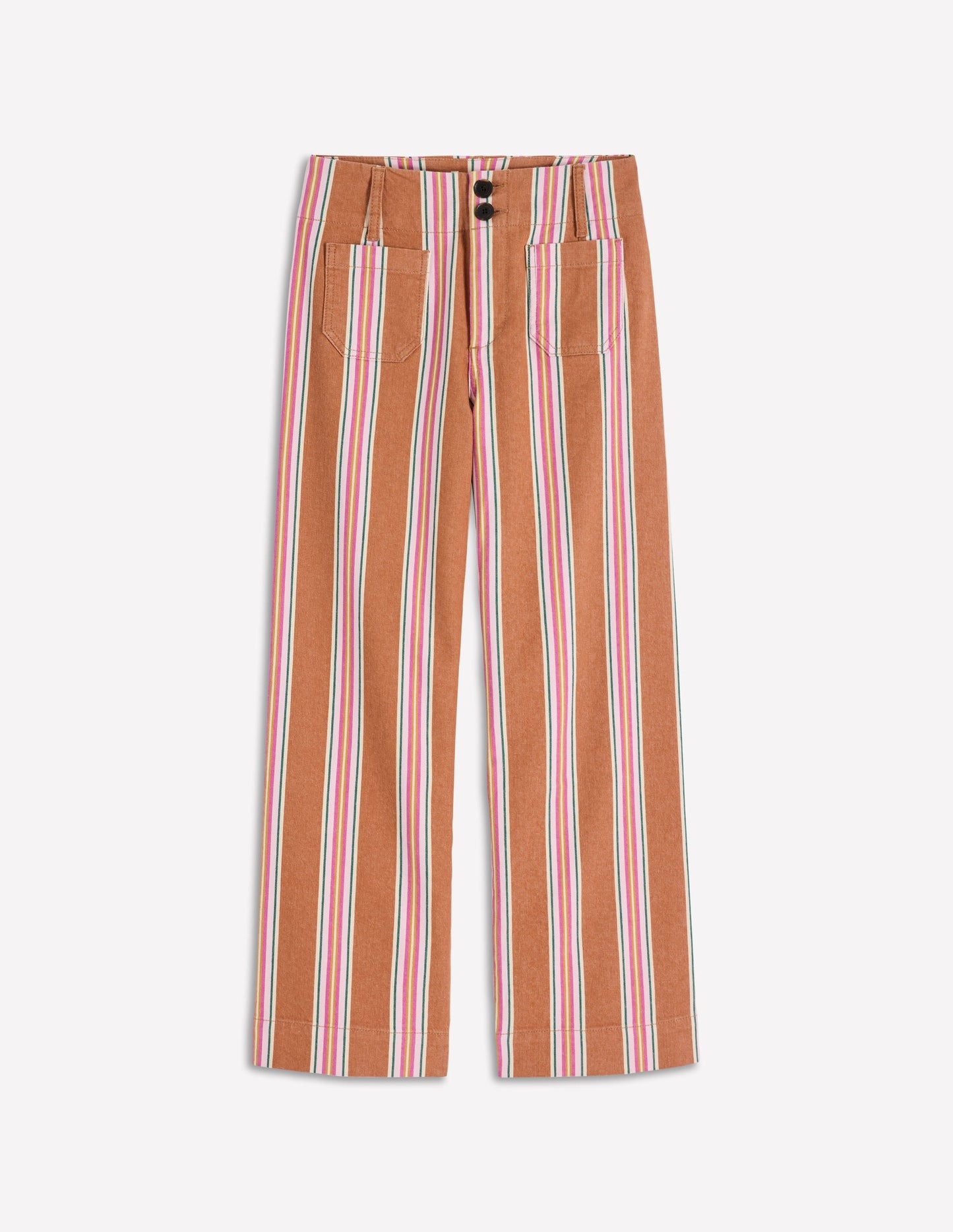 Primrose Cropped Pants-Cognac, Pink Stripe
