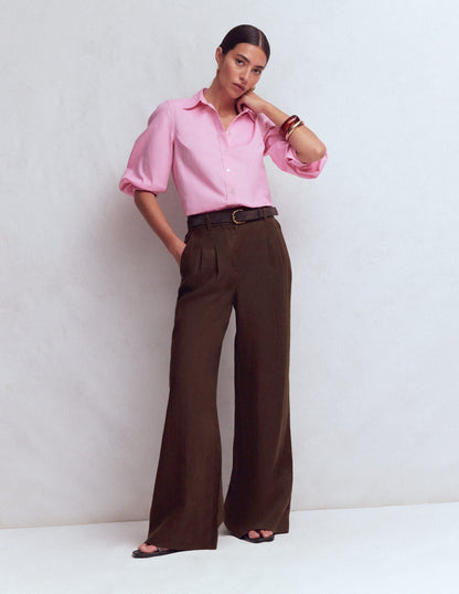 Kensington Linen Pants-Bitter Chocolate