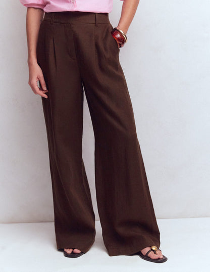 Kensington Linen Pants-Bitter Chocolate