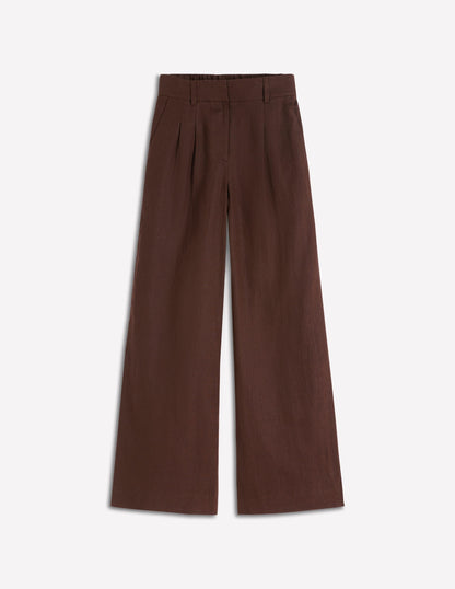 Kensington Linen Pants-Bitter Chocolate