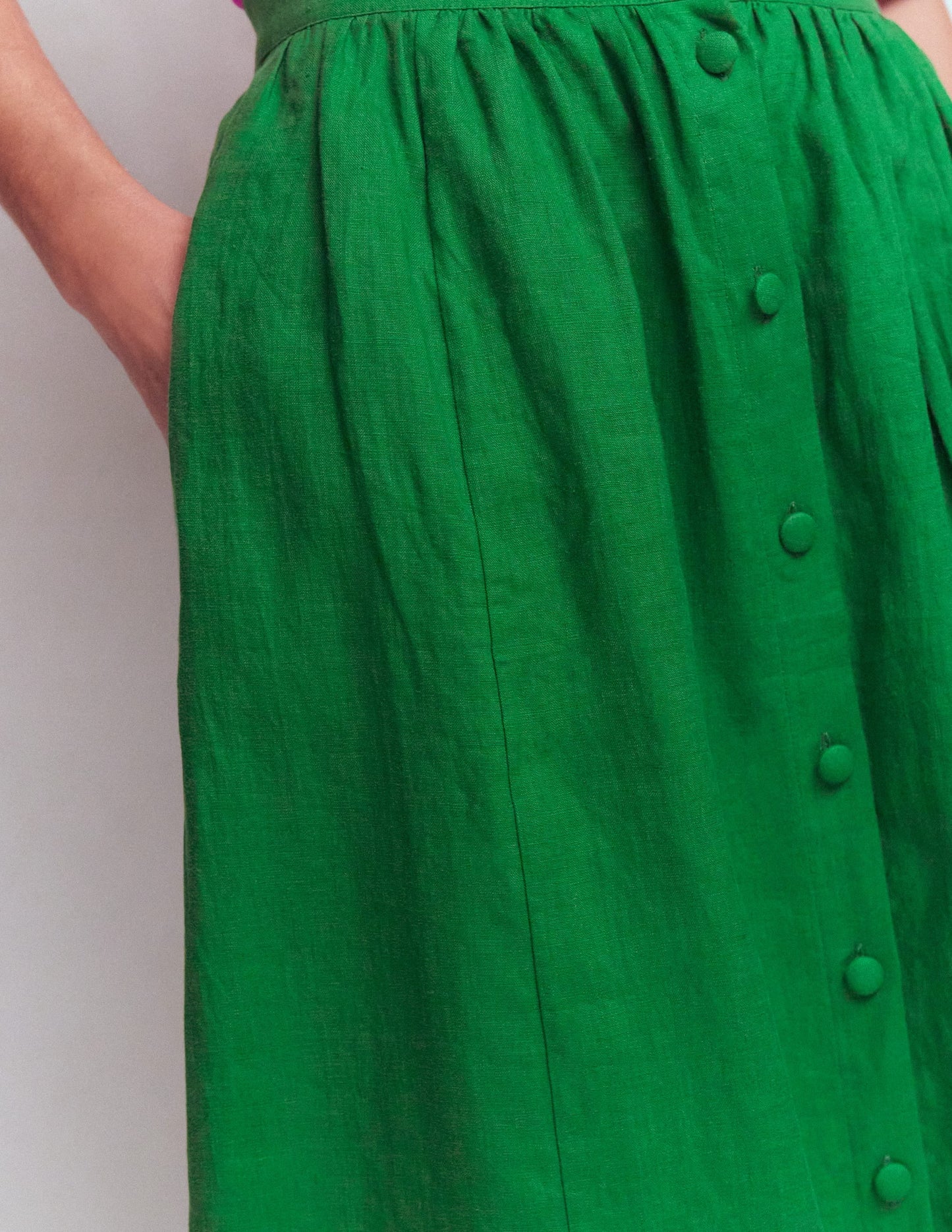 Emma Linen Maxi Skirt-Highland Green