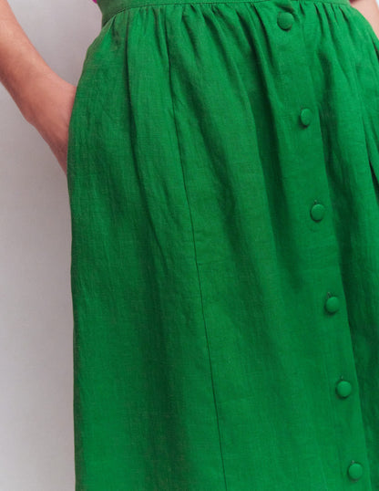 Emma Linen Maxi Skirt-Highland Green