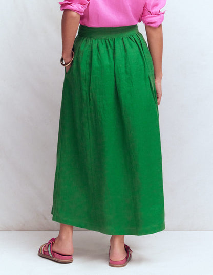 Emma Linen Maxi Skirt-Highland Green