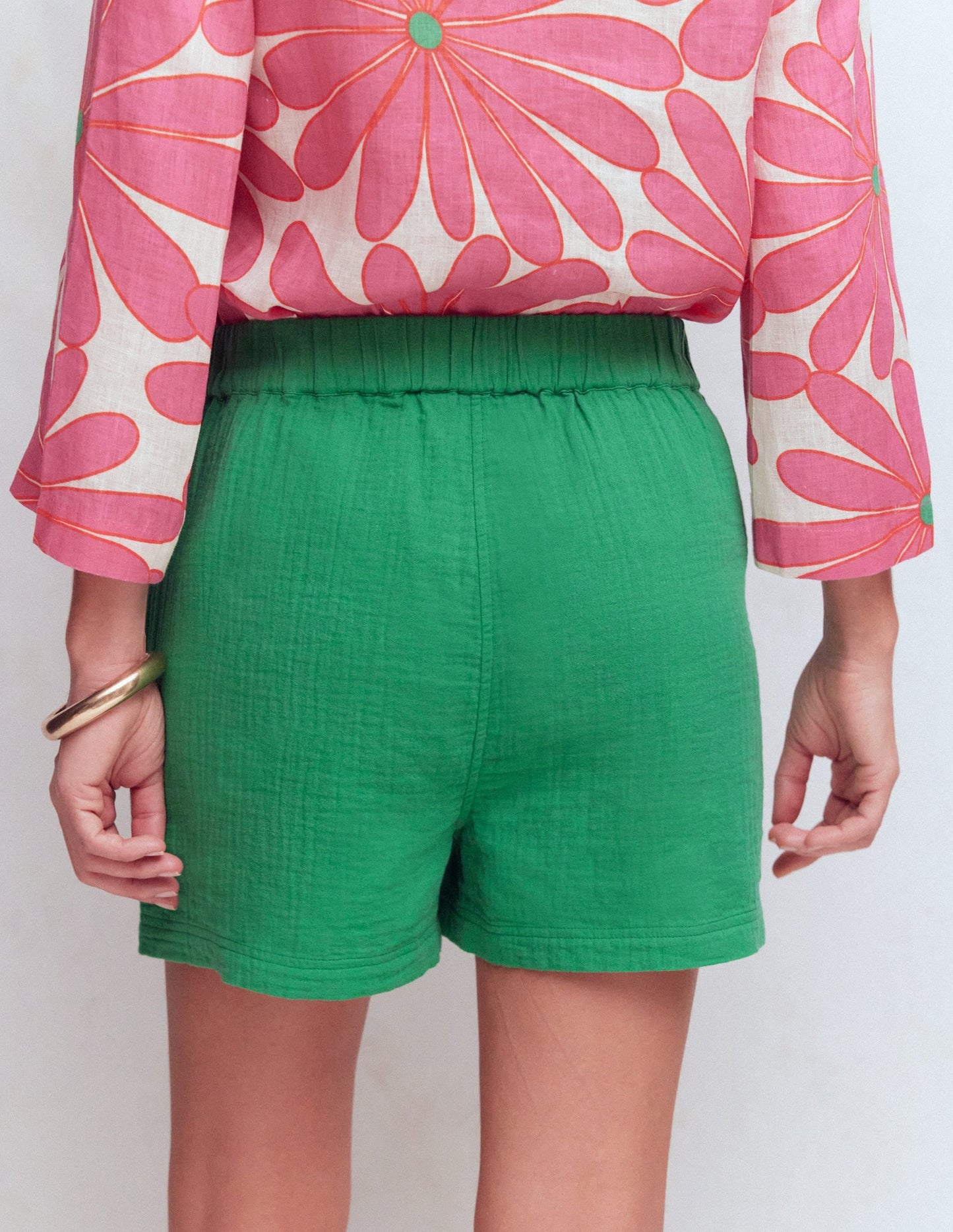 Pull On Double Cloth Shorts-Shamrock Green