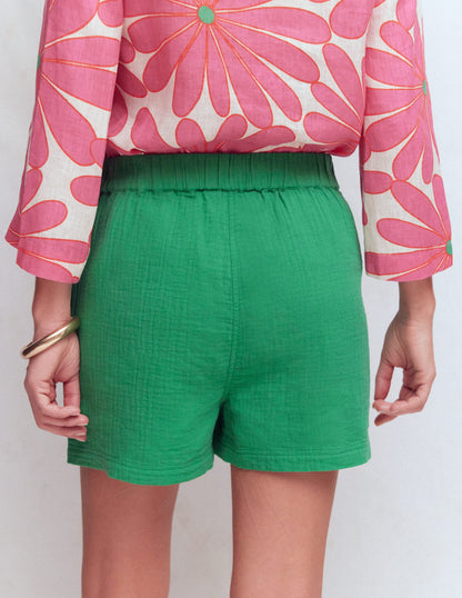 Pull On Double Cloth Shorts-Shamrock Green