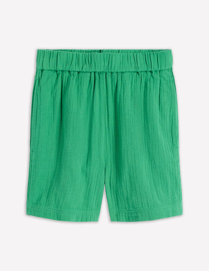 Pull On Double Cloth Shorts-Shamrock Green