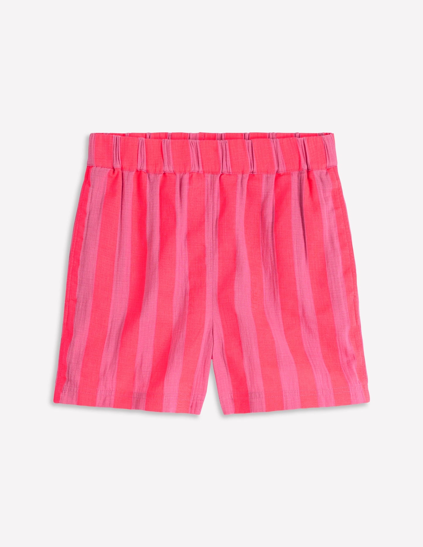 Pull On Double Cloth Shorts-Pink, Neon Coral Mid Stripe
