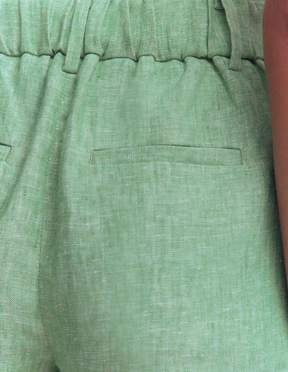 Kensington Linen Shorts-Aloe Green Chambray