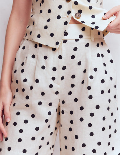 Kensington Linen Shorts-Ivory, Painted Dot