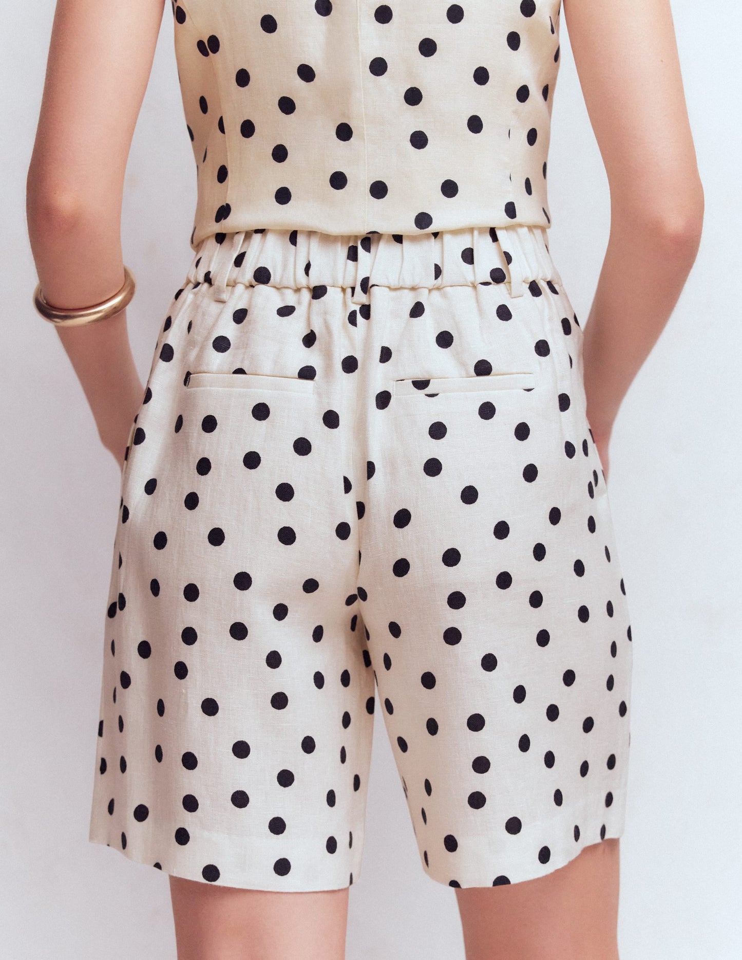 Kensington Linen Shorts-Ivory, Painted Dot