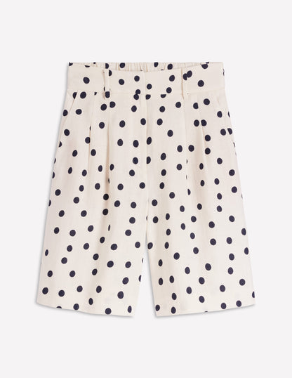 Kensington Linen Shorts-Ivory, Painted Dot