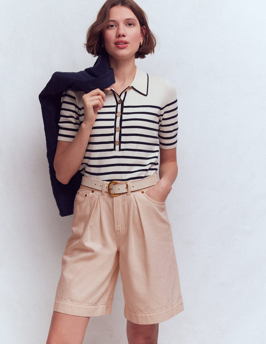 Denim Bermuda Short-Ecru