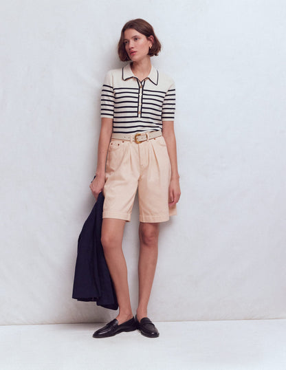 Denim Bermuda Short-Ecru