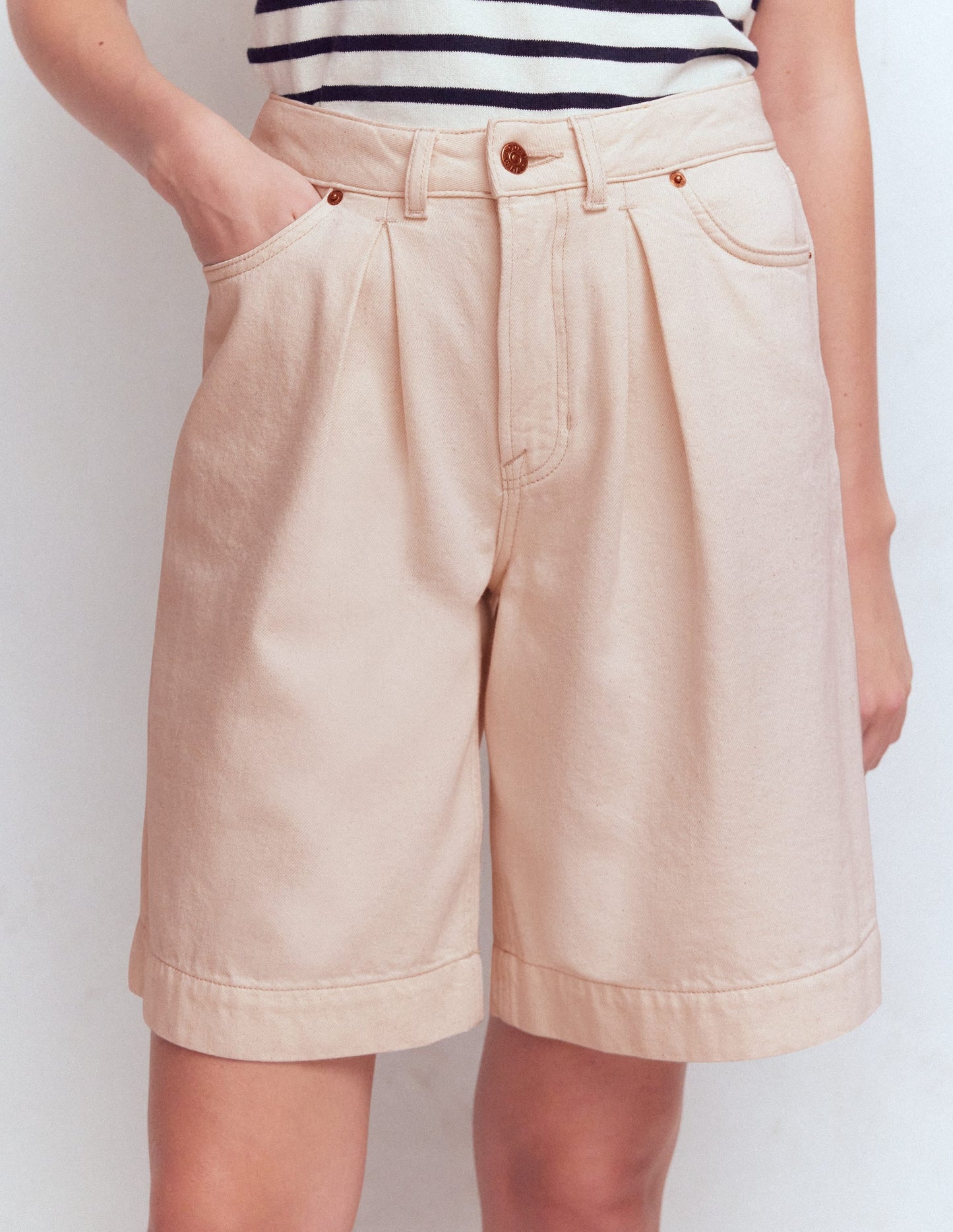 Denim Bermuda Short-Ecru