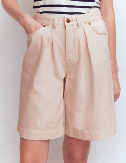 Denim Bermuda Short-Ecru
