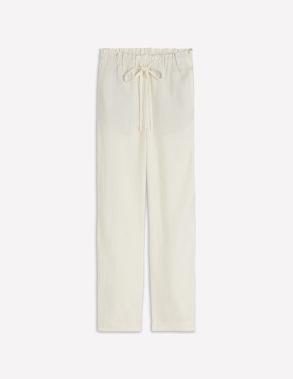 Islington Linen Crop Pants-Ivory