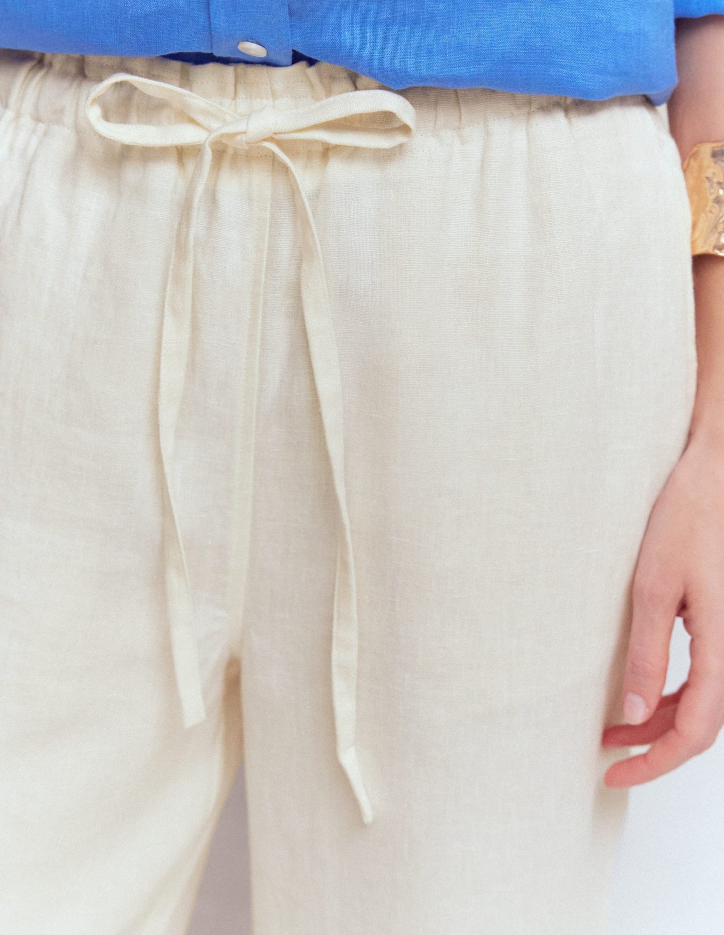 Islington Linen Crop Pants-Ivory