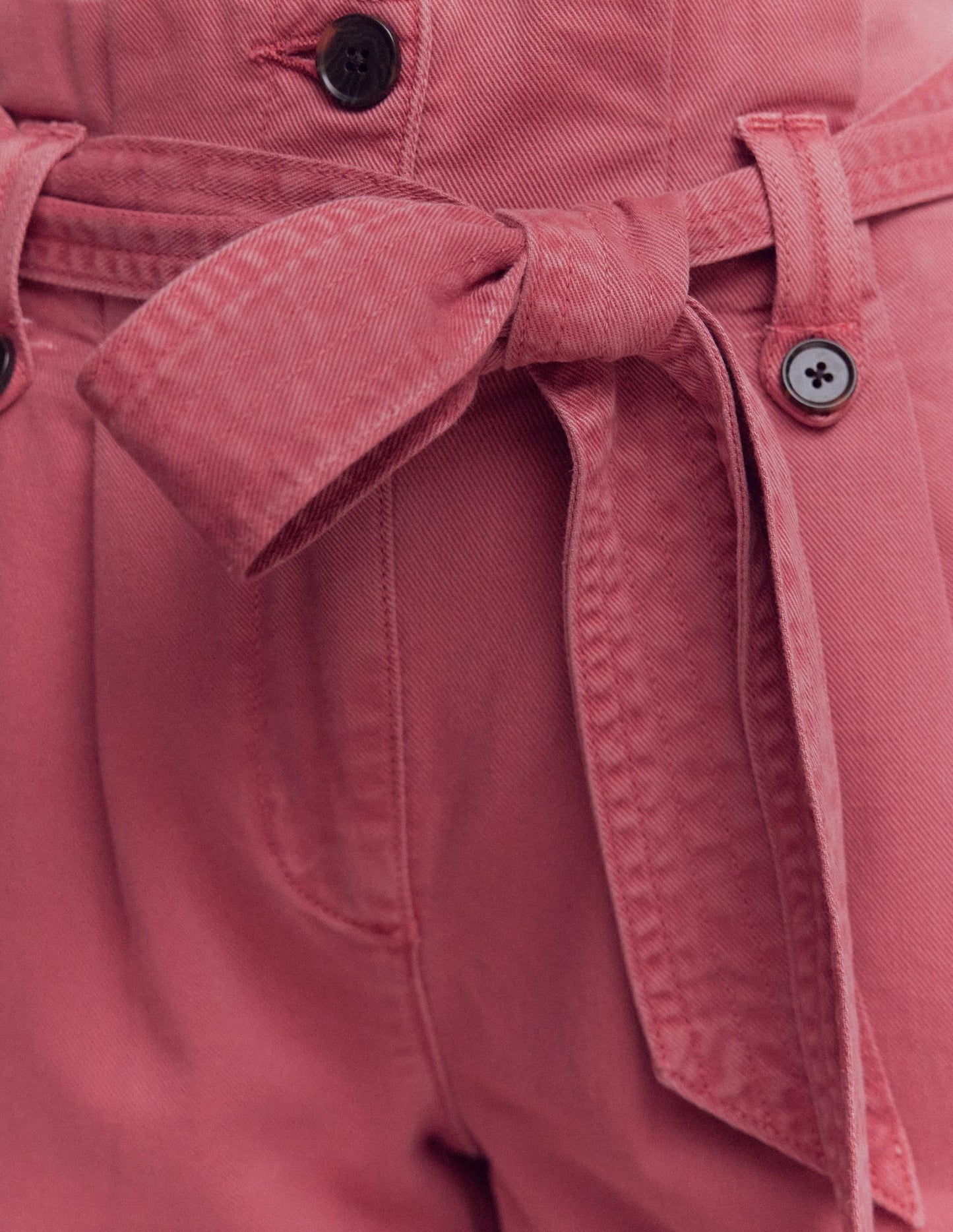 Paperbag Linen Belted Shorts-Cherry Blush