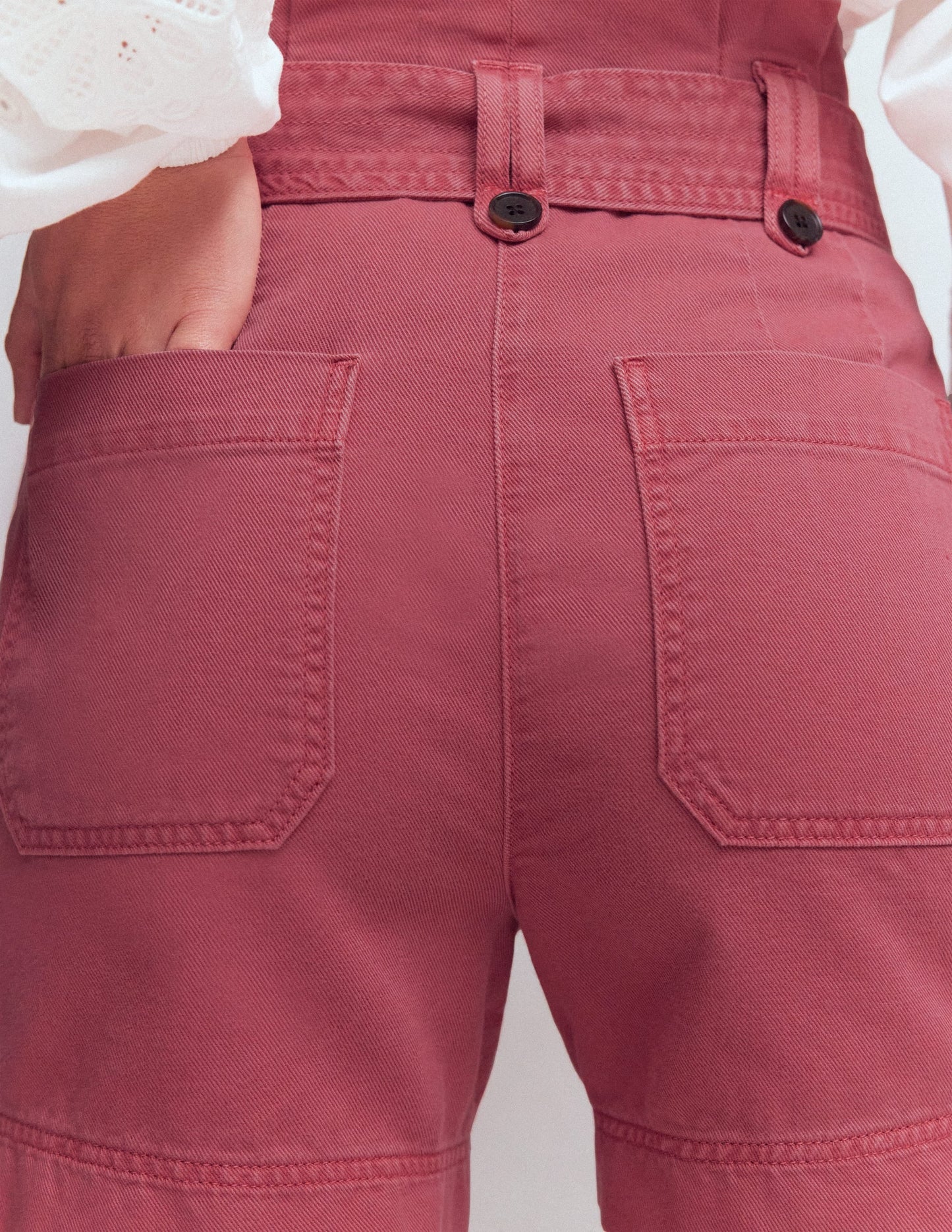 Paperbag Linen Belted Shorts-Cherry Blush