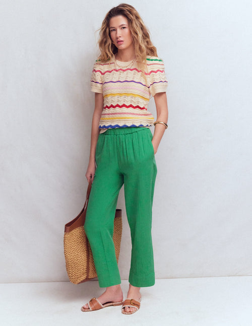 Double Cloth Crop Pants-Shamrock Green