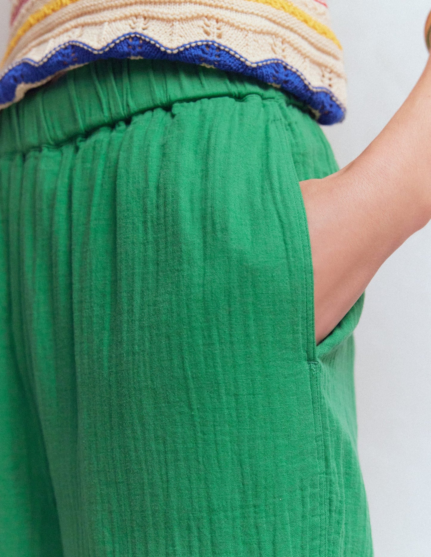 Double Cloth Crop Pants-Shamrock Green