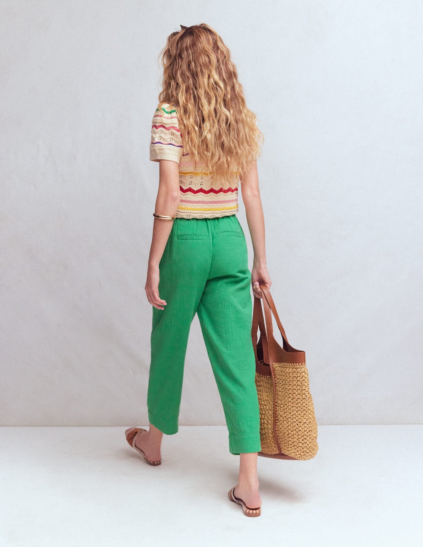 Double Cloth Crop Pants-Shamrock Green