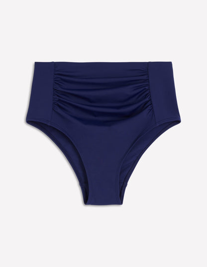 Kythira Ruched Bikini Bottoms-Navy
