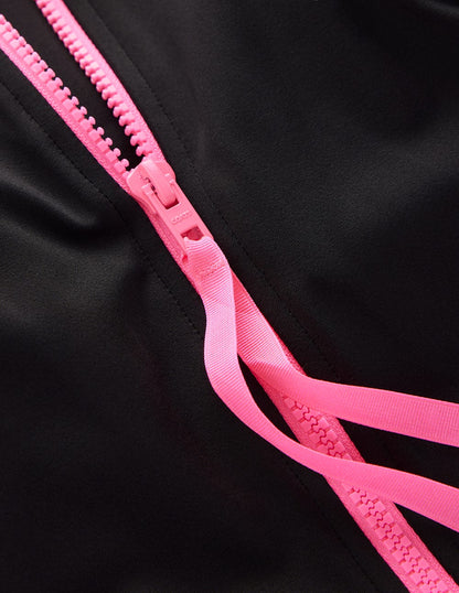 Sporty High Neck Swimsuit-Black