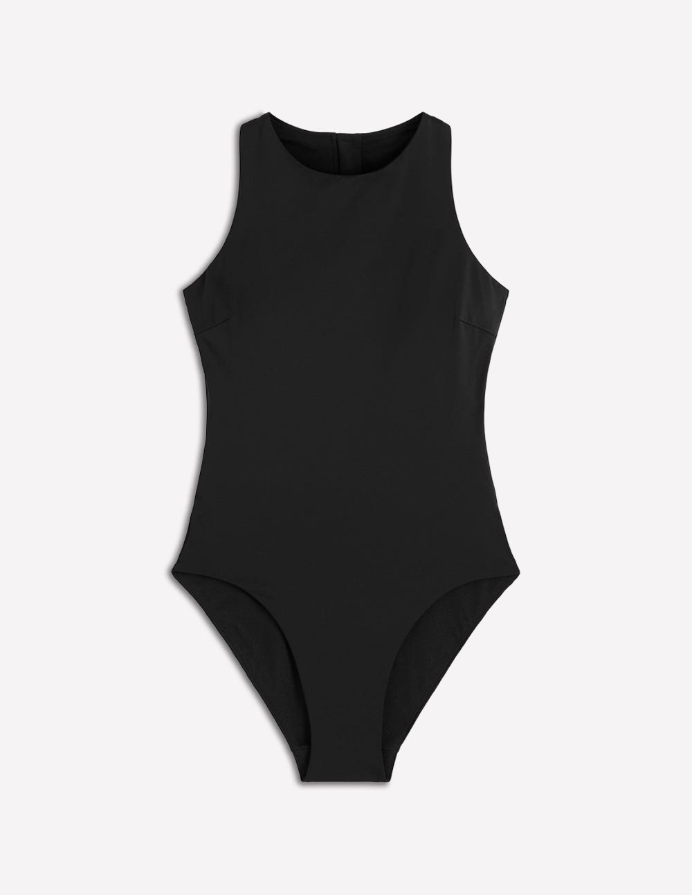 Sporty High Neck Swimsuit-Black