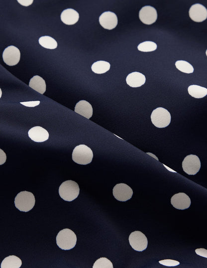 Tilos Tie Side Swimsuit-French Navy, Painted Dot