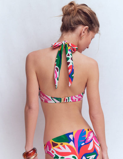 Minori Halter Tie Bikini Top-Multi, Leafy Cascade