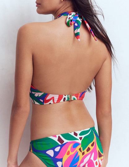 Minori Halter Tie Bikini Top-Multi, Leafy Cascade