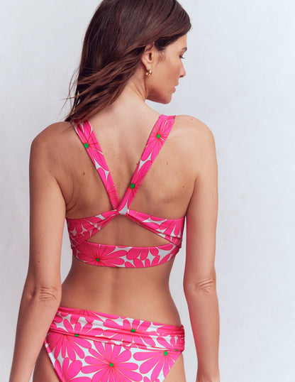 Mykonos Deep V Bikini Top-Sangria Sunset, Daisy Blossom