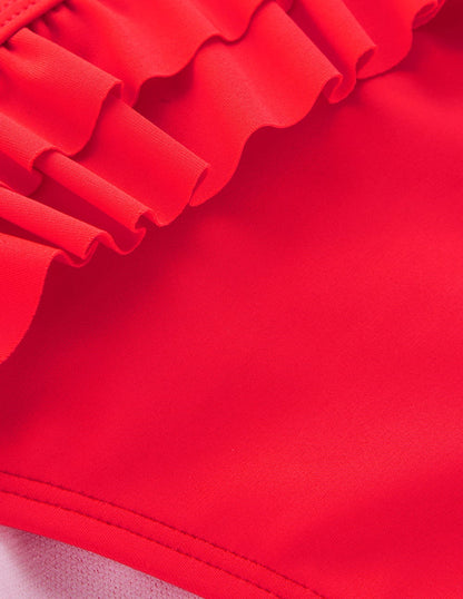 Ruffle Bikini Bottoms-Fiery Coral