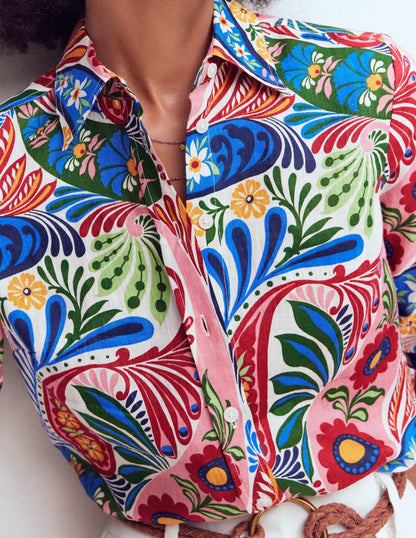 Sienna Linen Shirt-Multi, Enchanted Paisley