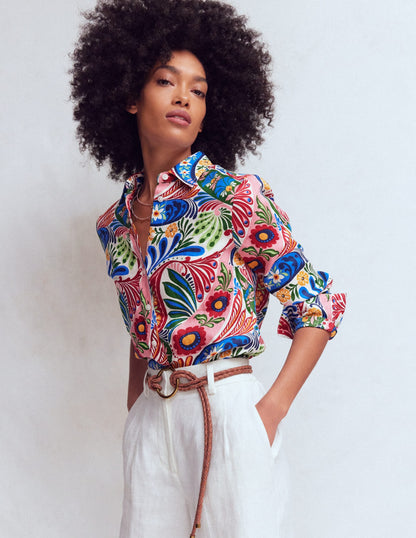 Sienna Linen Shirt-Multi, Enchanted Paisley