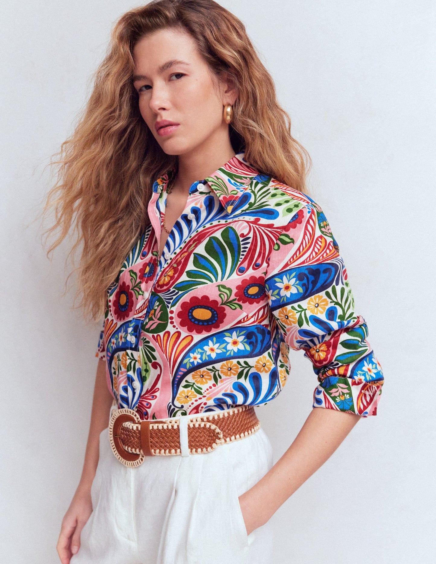 Sienna Linen Shirt-Multi, Enchanted Paisley