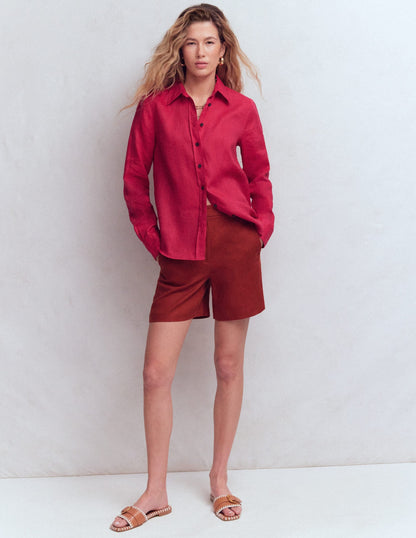 Sienna Linen Shirt-Pomegranate