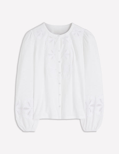 Scallop Cutwork Top-White