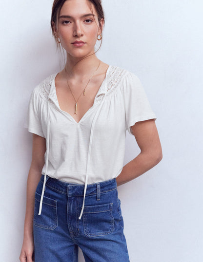 Edi Trim Detail T-shirt-White