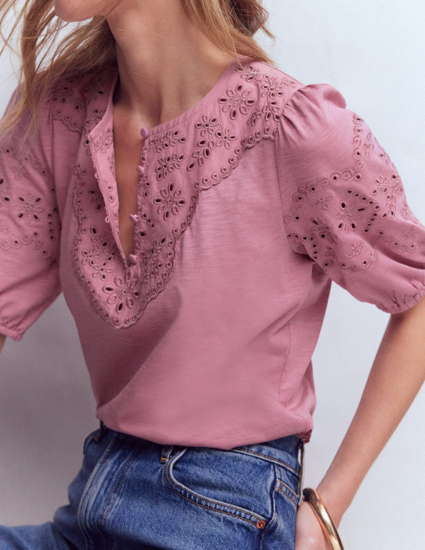 Ada Broderie Mix Top-Lilas
