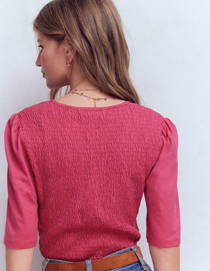 Smocked V Neck Top-Malaga
